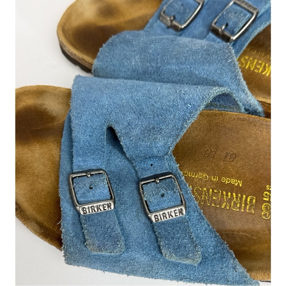 Birkenstock Women’s Zurich Light Blue Suede Slide Sandals, size 7.5 US / 38 EU - Picture 10 of 12